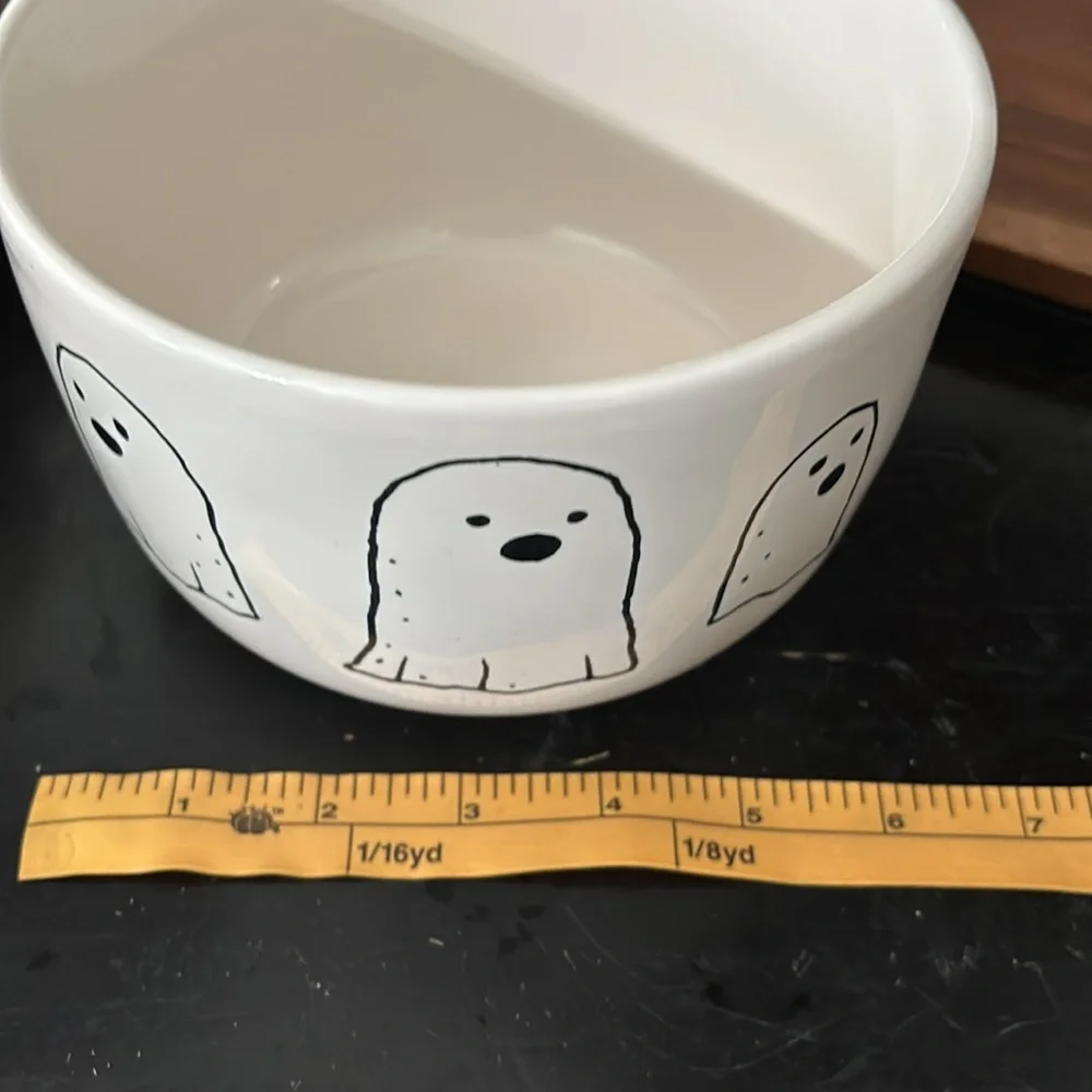 NWT Rae Dunn White Ceramic Treats Bowl with Ghost Design